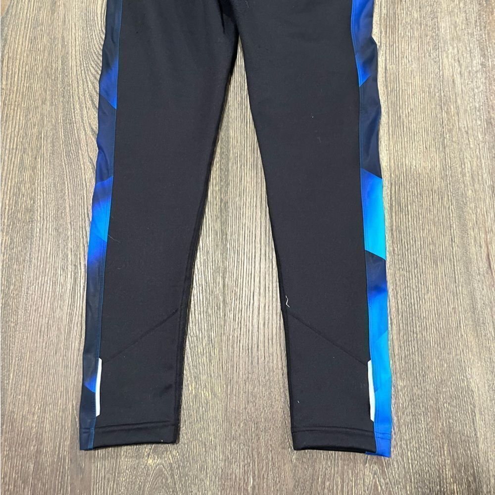 Athleta Womens Power Lift Tight Fleece Lined High Rise Printed Black Blue Size L - Picture 11 of 11